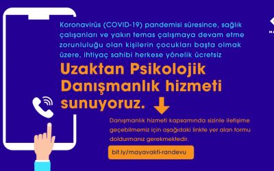 Koronavirüs (COVID-19) pandemisi süresince Uzaktan Psikolojik Danışmanlık hizmeti sunuyoruz!
